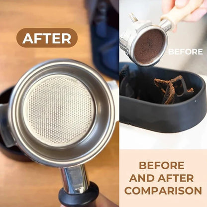 Full product contents of Dejess portafilter cleaning kit including holder and knock box unit