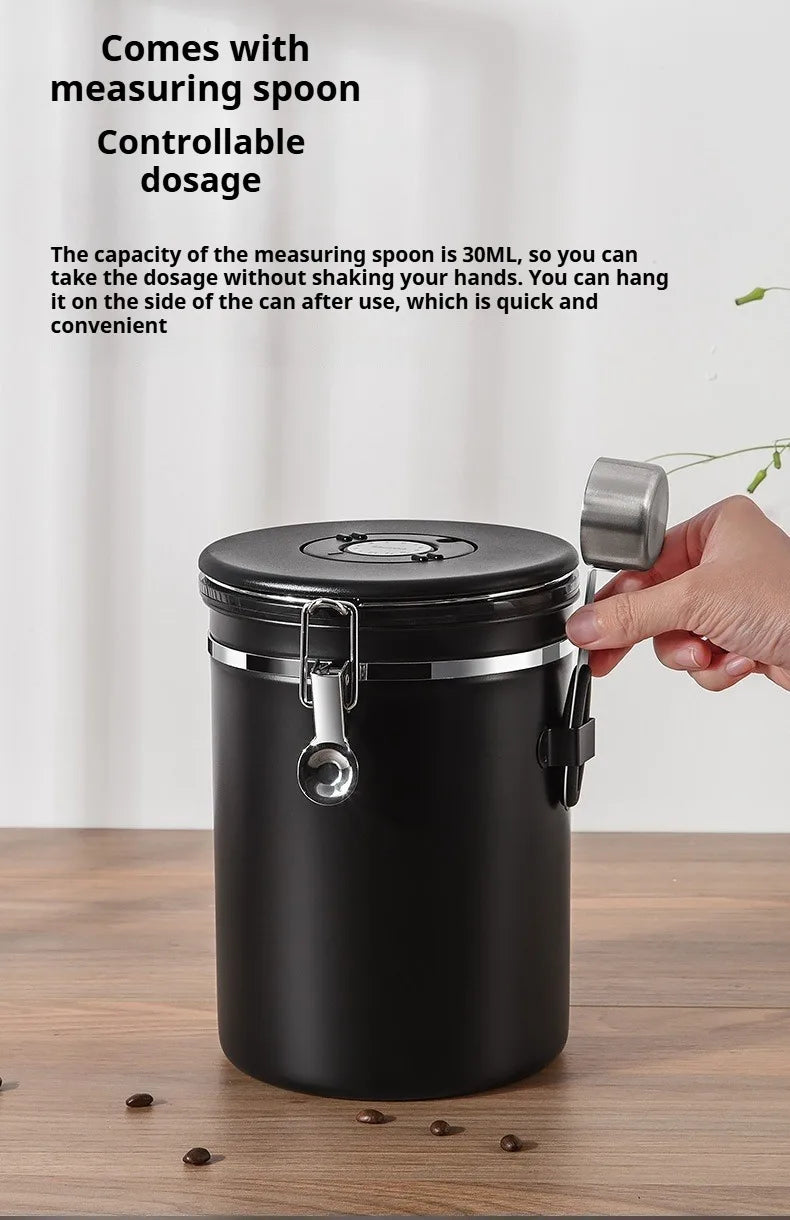 Coffee Canister Vacuum Stainless Airtight Container Storage Sugar Tea Vintage Cans Kitchen Coffee Cafeteria High End Canister