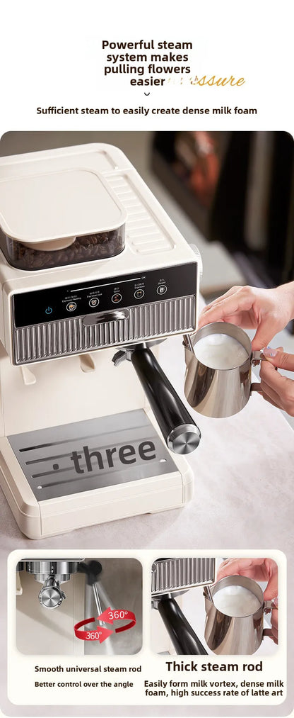 Dejess espresso grinder unit close-up showing 20 adjustable grind settings mechanism
