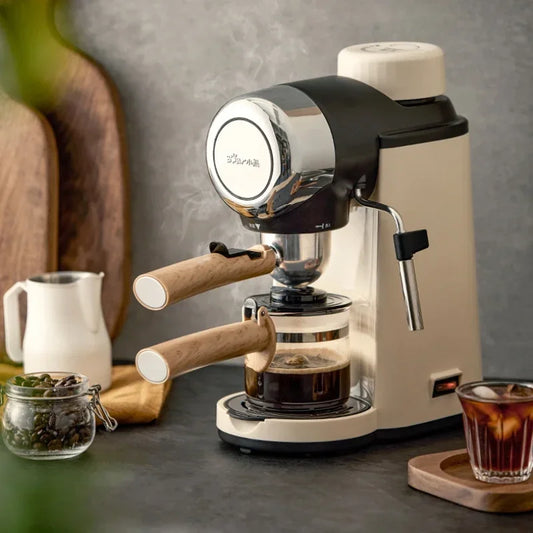 Dejess semi-automatic espresso machine with built-in grinder on kitchen counter