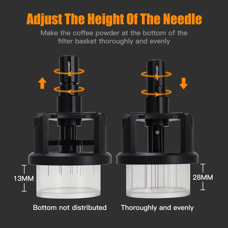 WDT Espresso Needle Distributor – Magnetic, Adjustable Depth, 51/54/58mm Barista Tool