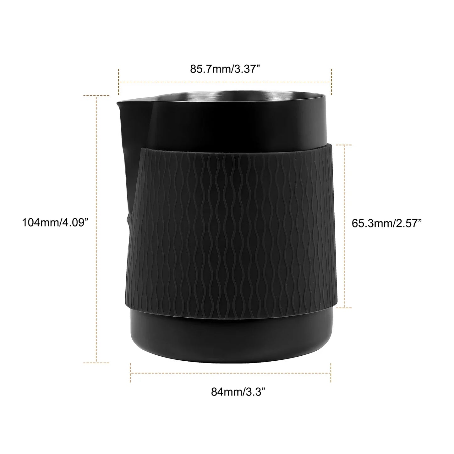 IKAPE V3 handleless milk jug top-down view showing 500ml interior capacity and smooth finish