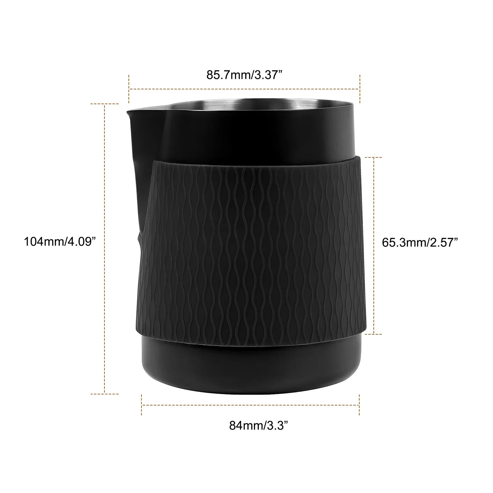 IKAPE V3 handleless milk jug top-down view showing 500ml interior capacity and smooth finish