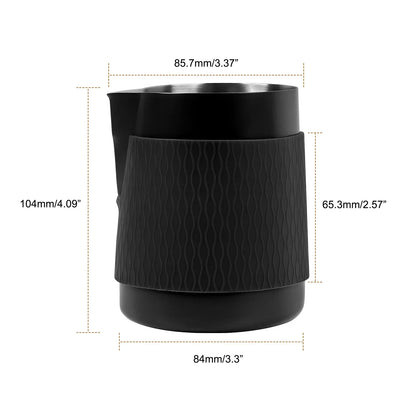 IKAPE V3 handleless milk jug top-down view showing 500ml interior capacity and smooth finish