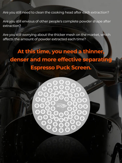 Side profile of IKAPE V2 puck screen showing slim stainless steel thickness and finish