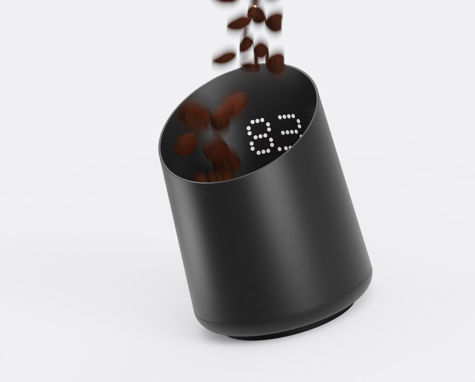 Home barista using Subminimal Subscale to weigh single dose coffee beans before grinding