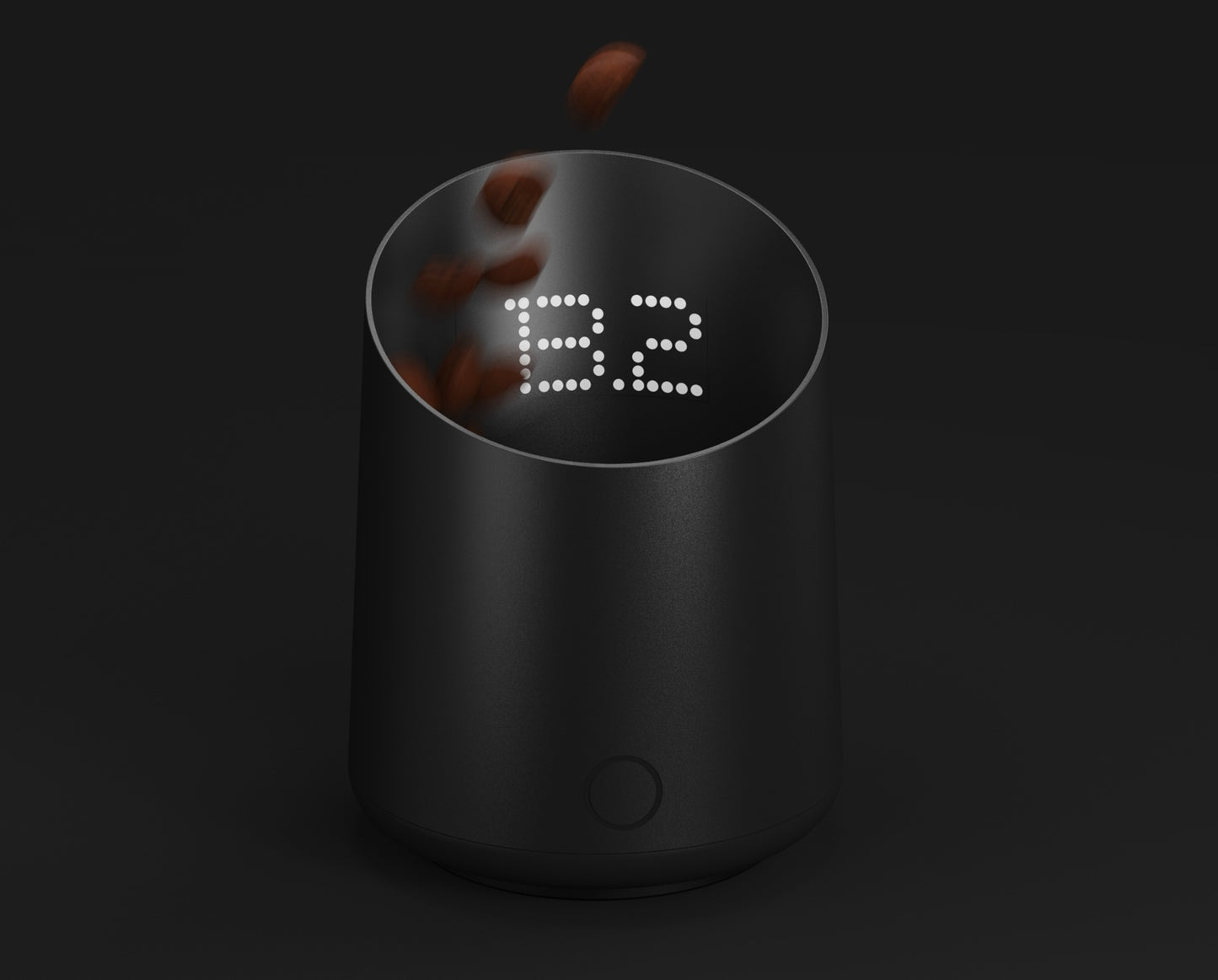 Subminimal Subscale coffee scale next to specialty coffee beans on minimal countertop