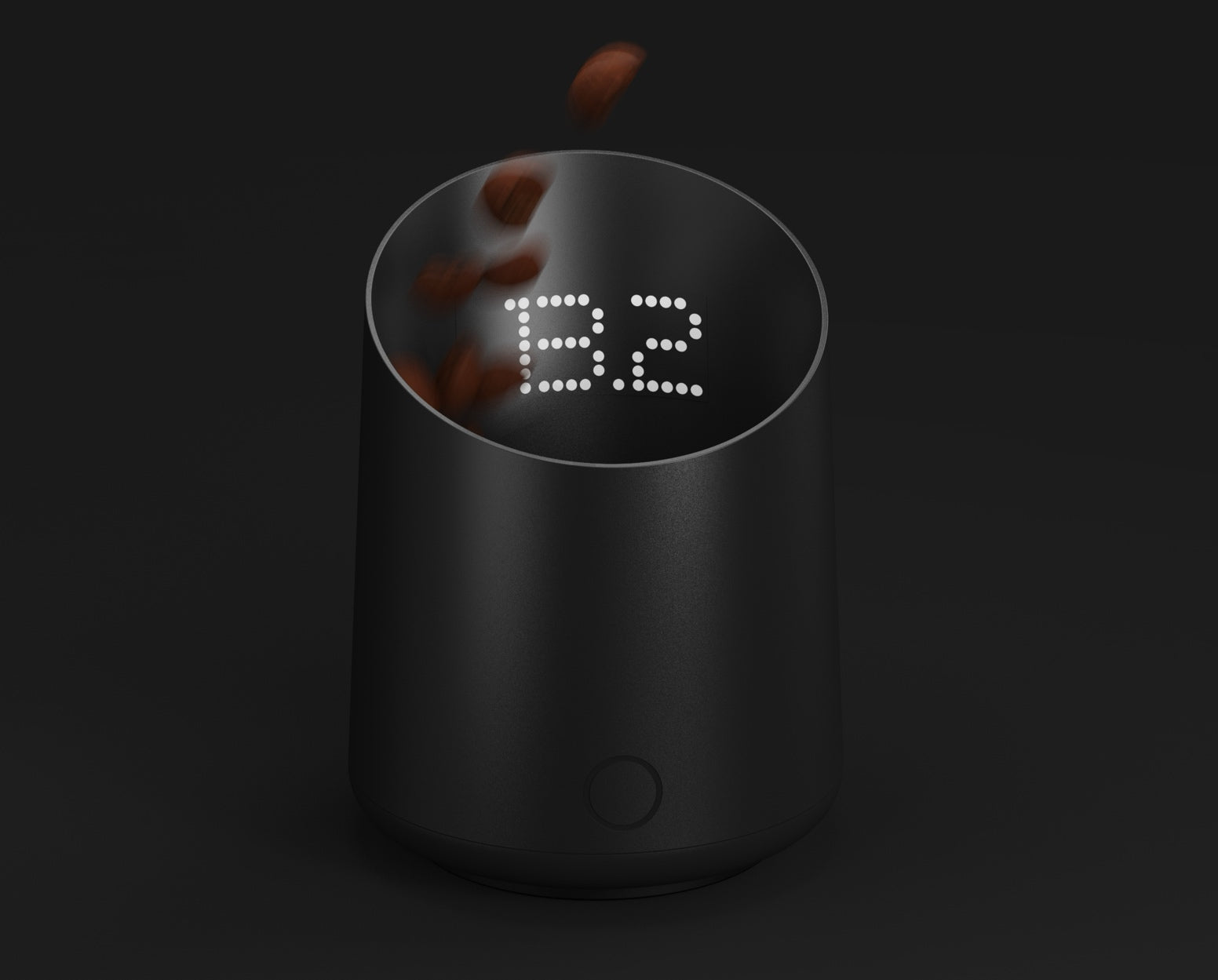 Subminimal Subscale coffee scale next to specialty coffee beans on minimal countertop