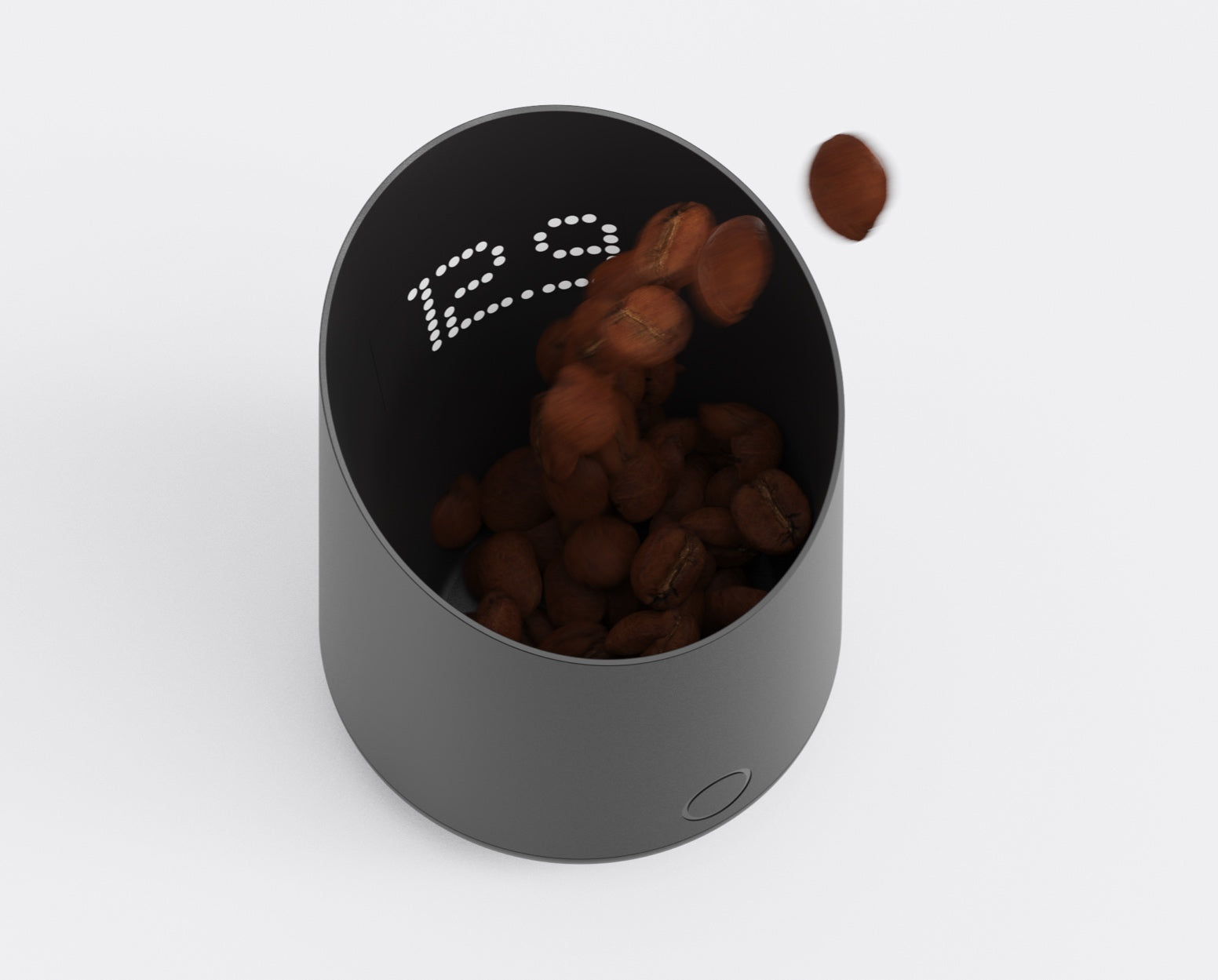 Subscale precision coffee scale angled LED display readout during single dose weighing