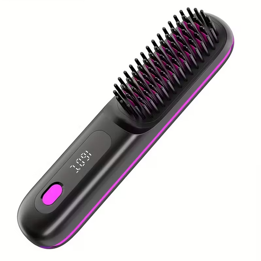 Cordless Hair Straightener Brush – USB Rechargeable Hot Comb with Rapid Heat & Anti-Scald Design