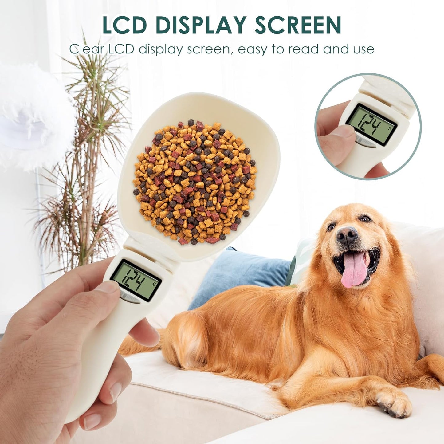 Digital Spoon Scale for Pet Food & Kitchen: 800g/1g Precision, 4 Units (g/oz/ml/Cup) – Removable Handle for Australian Pet Owners & Bakers