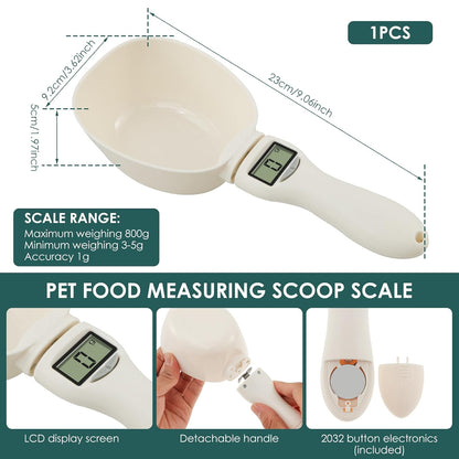 Digital Spoon Scale for Pet Food & Kitchen: 800g/1g Precision, 4 Units (g/oz/ml/Cup) – Removable Handle for Australian Pet Owners & Bakers