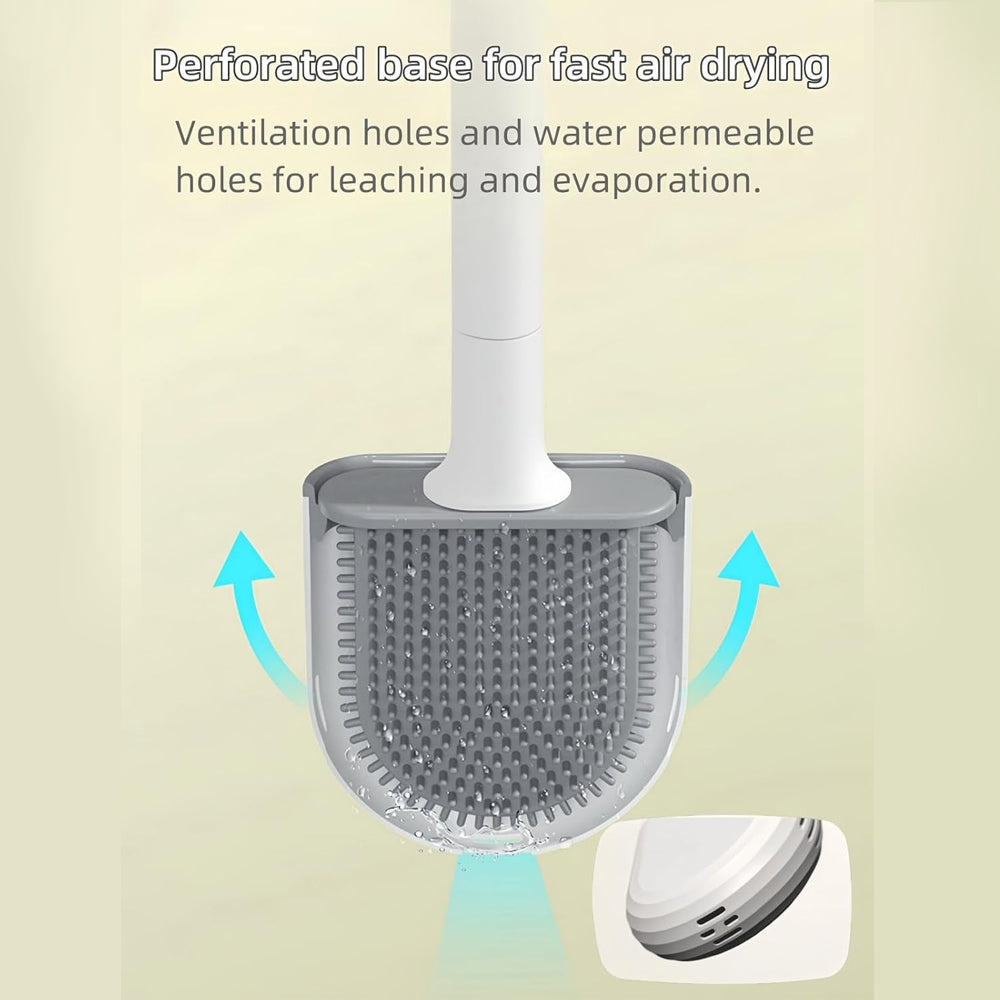 Silicone Flexible Head Deep Cleaning Toilet Brush with Wall Mount Holder