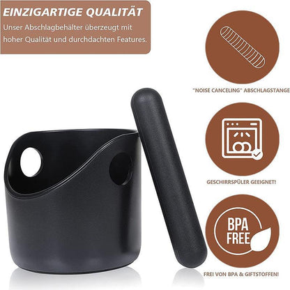 Coffee Knock Box Espresso Grounds Bin with Non Slip Base and Rubber Knock Bar 550ml-4