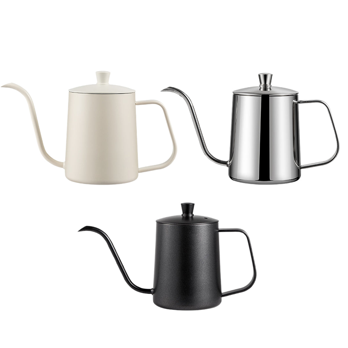 Hand Drip Coffee Pot Stainless Steel Fine Spout Hanging Ear Filter Cup Kettle - Black