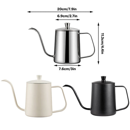 Hand Drip Coffee Pot Stainless Steel Fine Spout Hanging Ear Filter Cup Kettle - Black