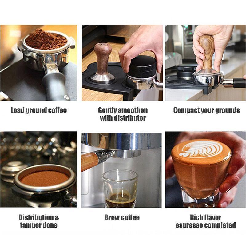 Double Slot Silicone Coffee Tamper Mat | Non-Slip Corner Tamping Pad 21×15×4cm
