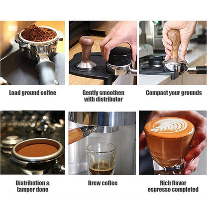 Double Slot Silicone Coffee Tamper Mat | Non-Slip Corner Tamping Pad 21×15×4cm