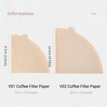 100PCS Coffee Filter Paper Drip Cone Funnel Handmade Filters for Coffee Machine - V01-100PCS
