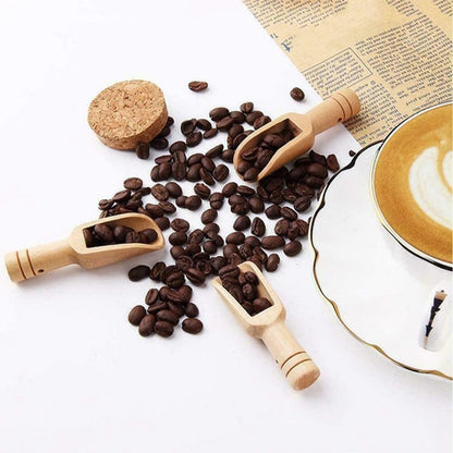 Mini Wooden Scoop Small Kitchen Spoon for Salt Sugar Coffee Spice Tea - 10PCS