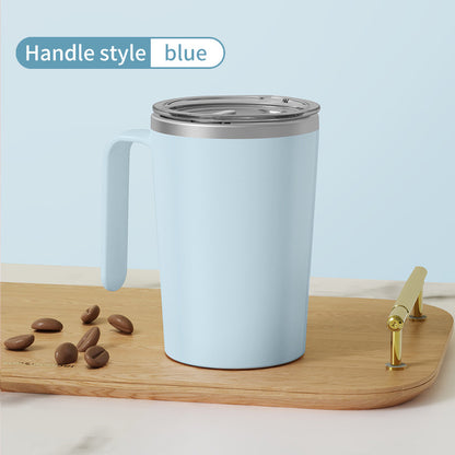 Blue Portable Automatic Mixing Coffee Cup - Stainless Steel Magnetic Stirrer(handle stlye)