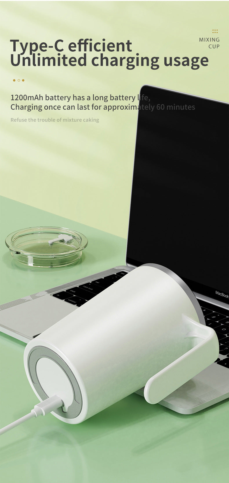 Blue Portable Automatic Mixing Coffee Cup - Stainless Steel Magnetic Stirrer(handle stlye)