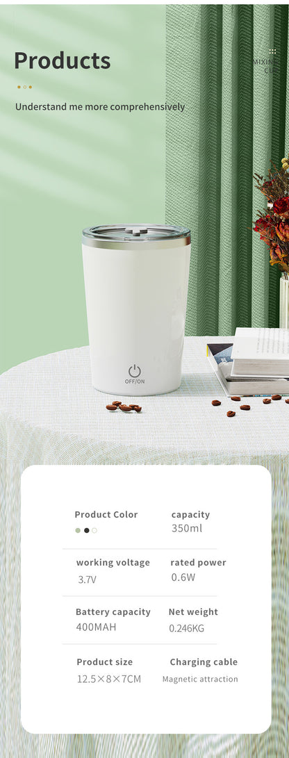 Blue Portable Automatic Mixing Coffee Cup - Stainless Steel Magnetic Stirrer(handle stlye)