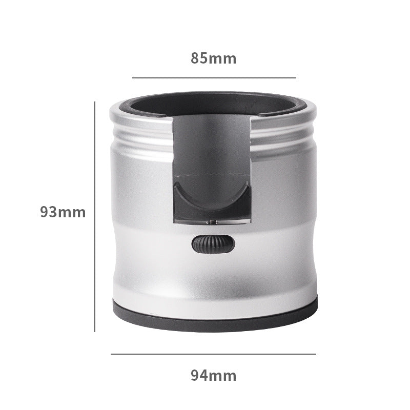 Silver Round Professional Aluminum Espresso Tamping Station - Adjustable Portafilter Holder Stand-0