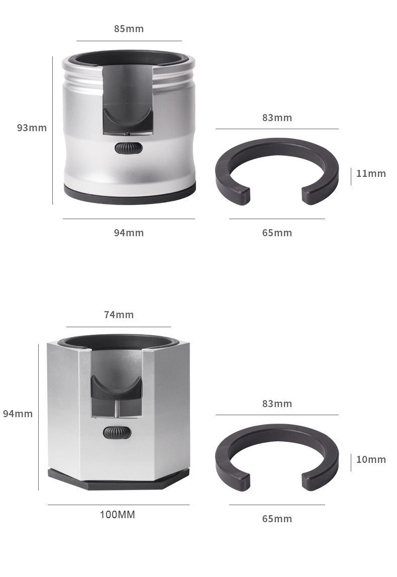 Silver Round Professional Aluminum Espresso Tamping Station - Adjustable Portafilter Holder Stand-3