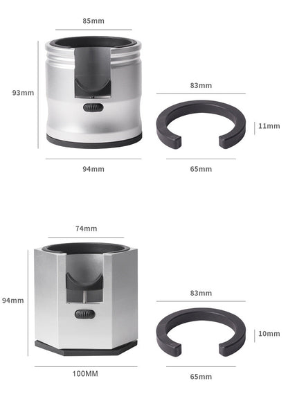 Silver Round Professional Aluminum Espresso Tamping Station - Adjustable Portafilter Holder Stand-3