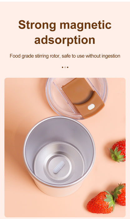 Pink 316 Stainless Steel Rechargeable Electric Self-Stirring Mug - 420ml Automatic Mixing Cup with Magnetic Rotor