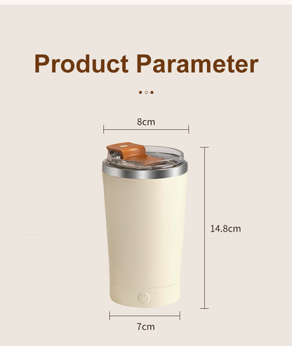 Pink 316 Stainless Steel Rechargeable Electric Self-Stirring Mug - 420ml Automatic Mixing Cup with Magnetic Rotor