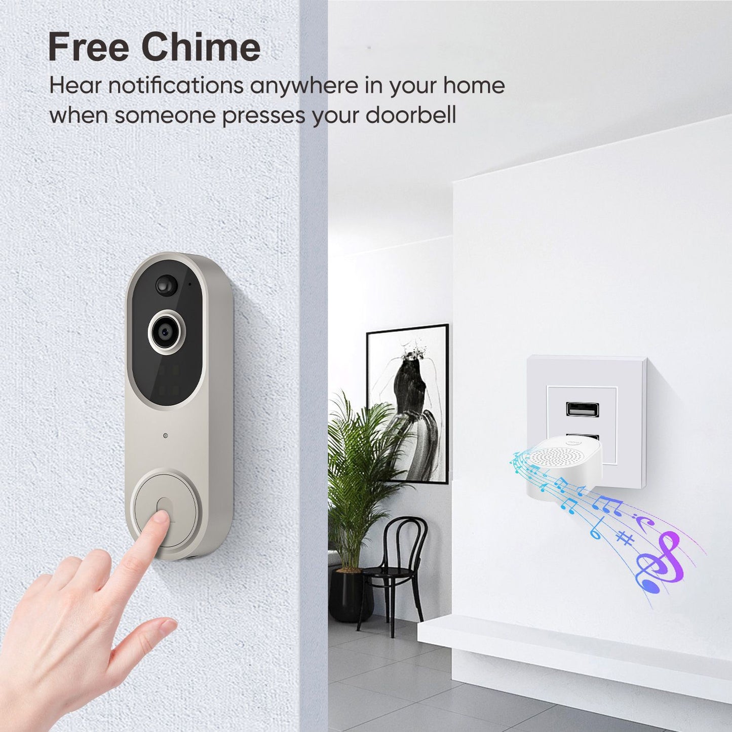 P50 Purple 1080P Wireless Video Doorbell Camera with USB Chime Smart WiFi Security System 2-Way Audio Night Vision Motion Detection IP65 Waterproof